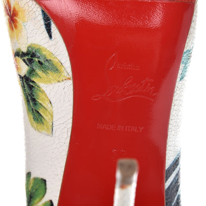 Christian Louboutin Crackled Calfskin Hawaiian Print Pigalle Follies 100 Pumps 38 White 7 of 10