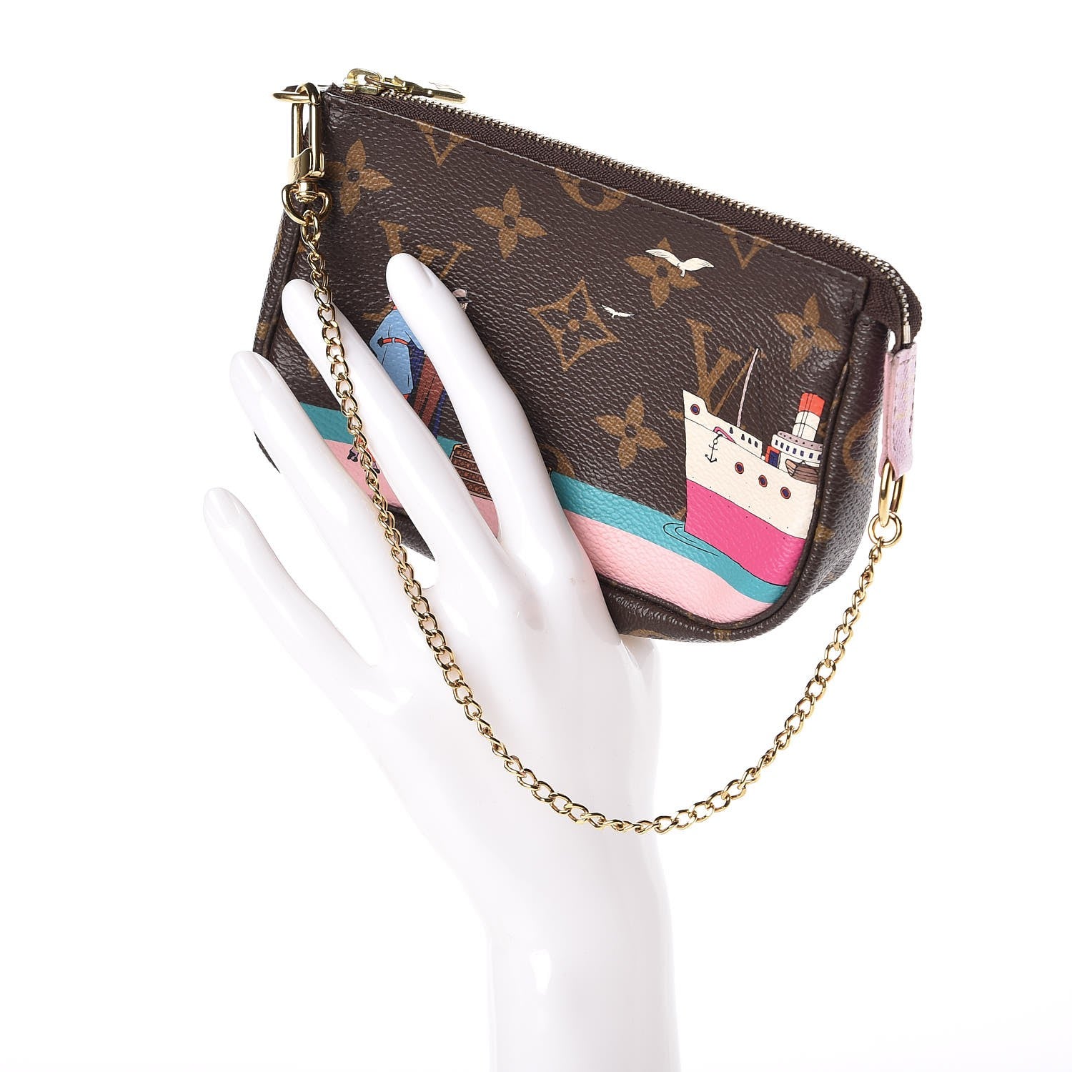 Louis Vuitton Monogram 2016 Christmas Animation Mini Pochette Accessories Rose Ballerine 2 of 8