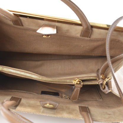 Fendi Canvas Vitello Regular 2Jours Tote Natural Brown 5 of 13