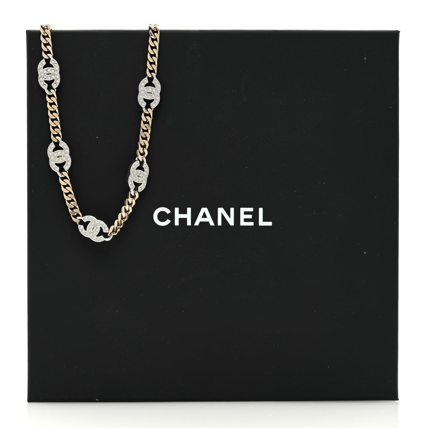 Crystal Chain CC Link Choker Gold Silver