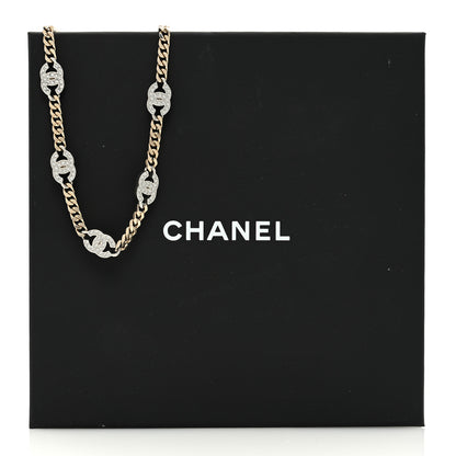 Chanel Crystal Chain CC Link Choker Gold Silver 5 of 5