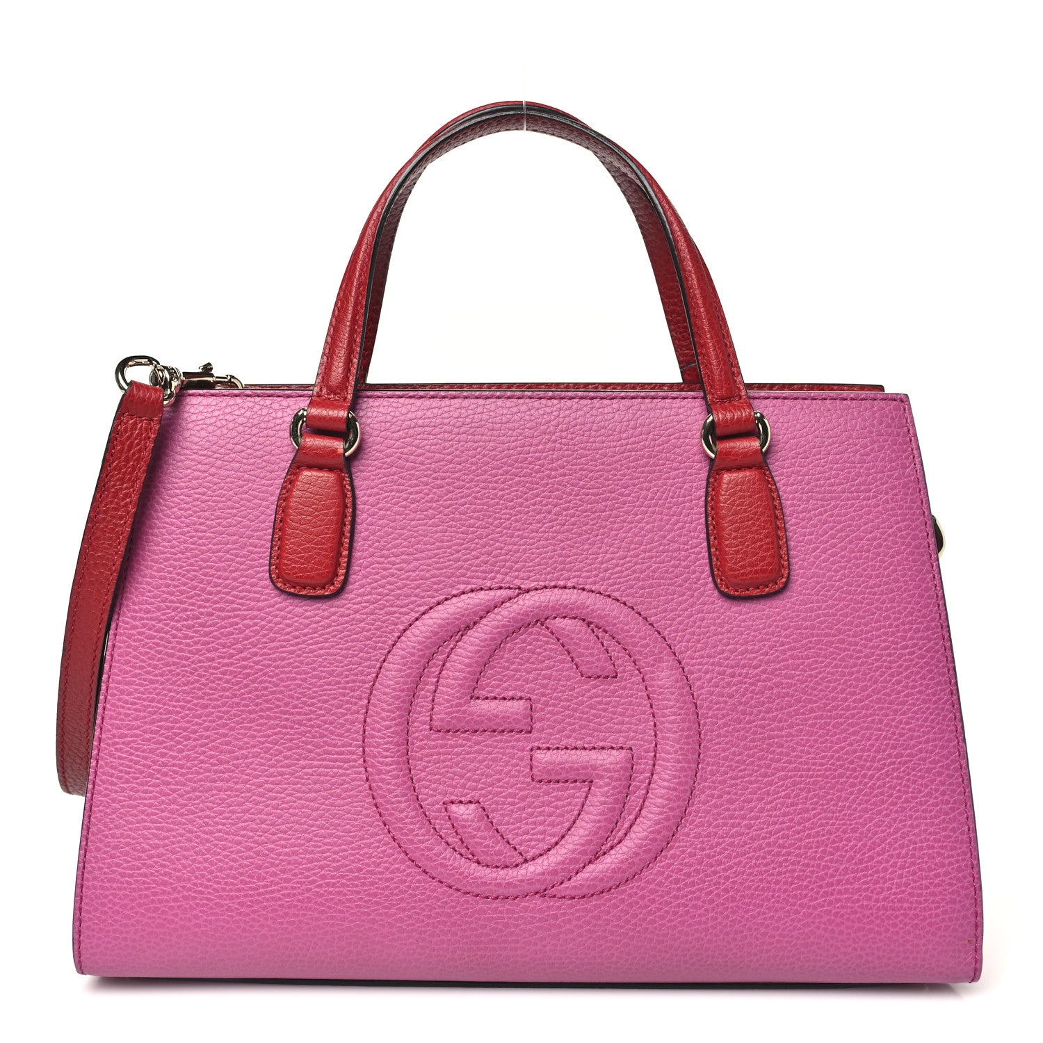 Gucci Dollar Calfskin Medium Soho Top Handle Satchel New Rosette Hibiscus Red 1 of 10