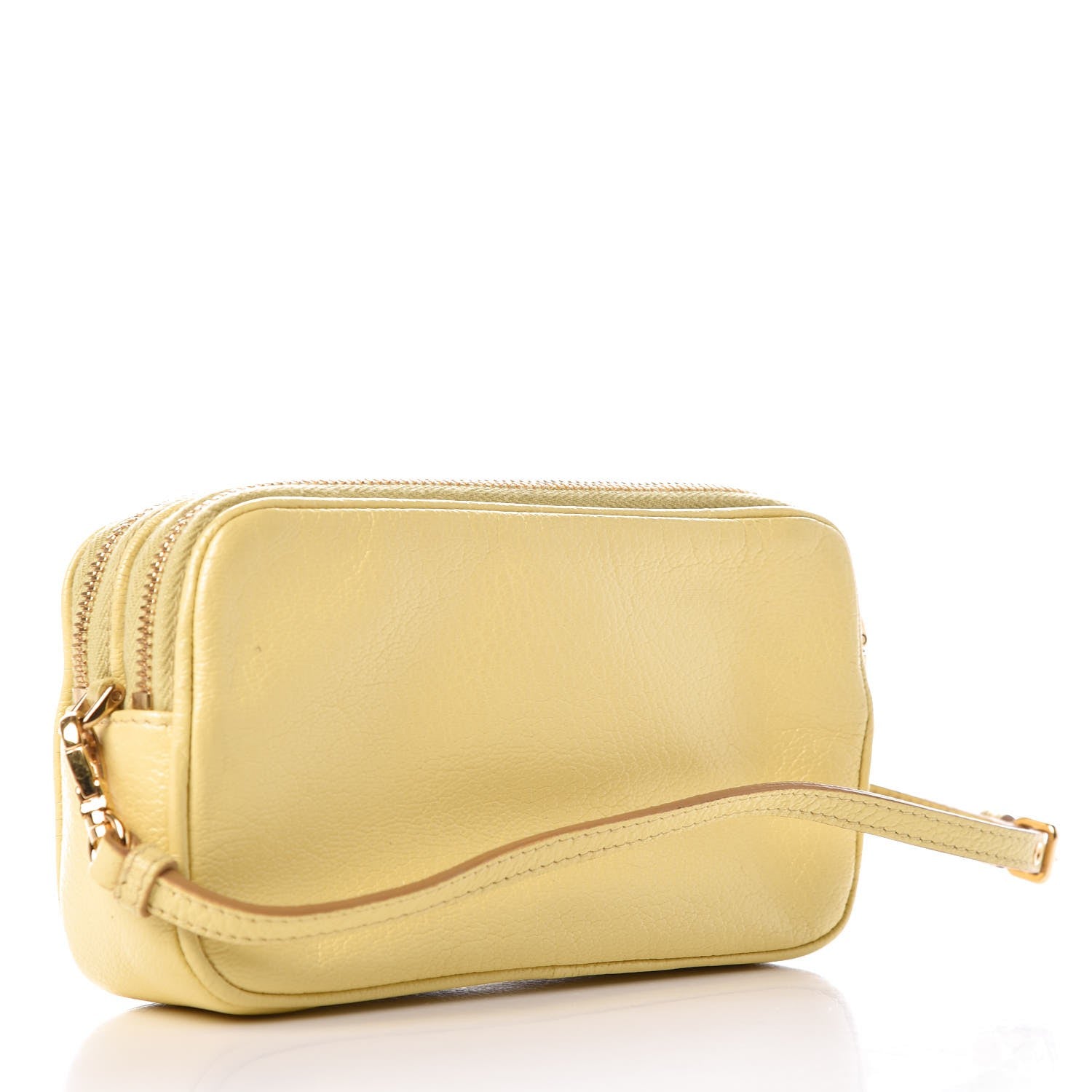 Miu Miu Goatskin Madras Double Zip Pochette Clutch Limone 3 of 8