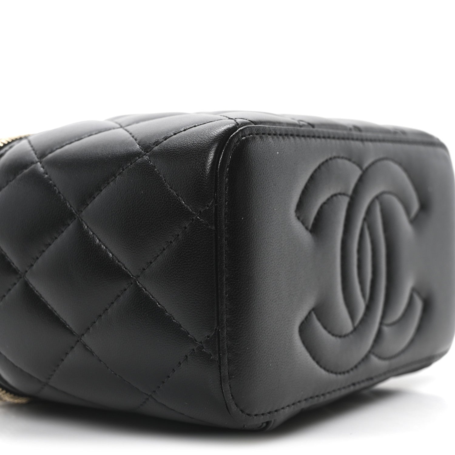 Chanel Lambskin Quilted Trendy Small Top Handle Vanity Case With Chain Black 9 of 10