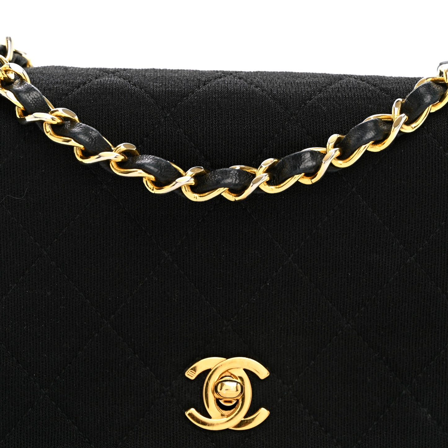 Jersey Calfskin Quilted Mini Single Flap Bag Black