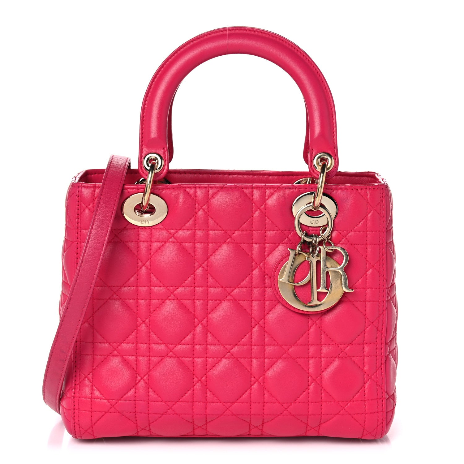Christian Dior Lambskin Cannage Medium Lady Dior Fuchsia 1 of 13