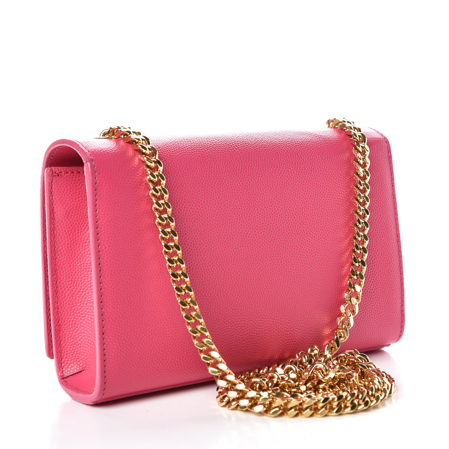 Saint Laurent Grain De Poudre Small Monogram Kate Satchel Fuchsia 3 of 12