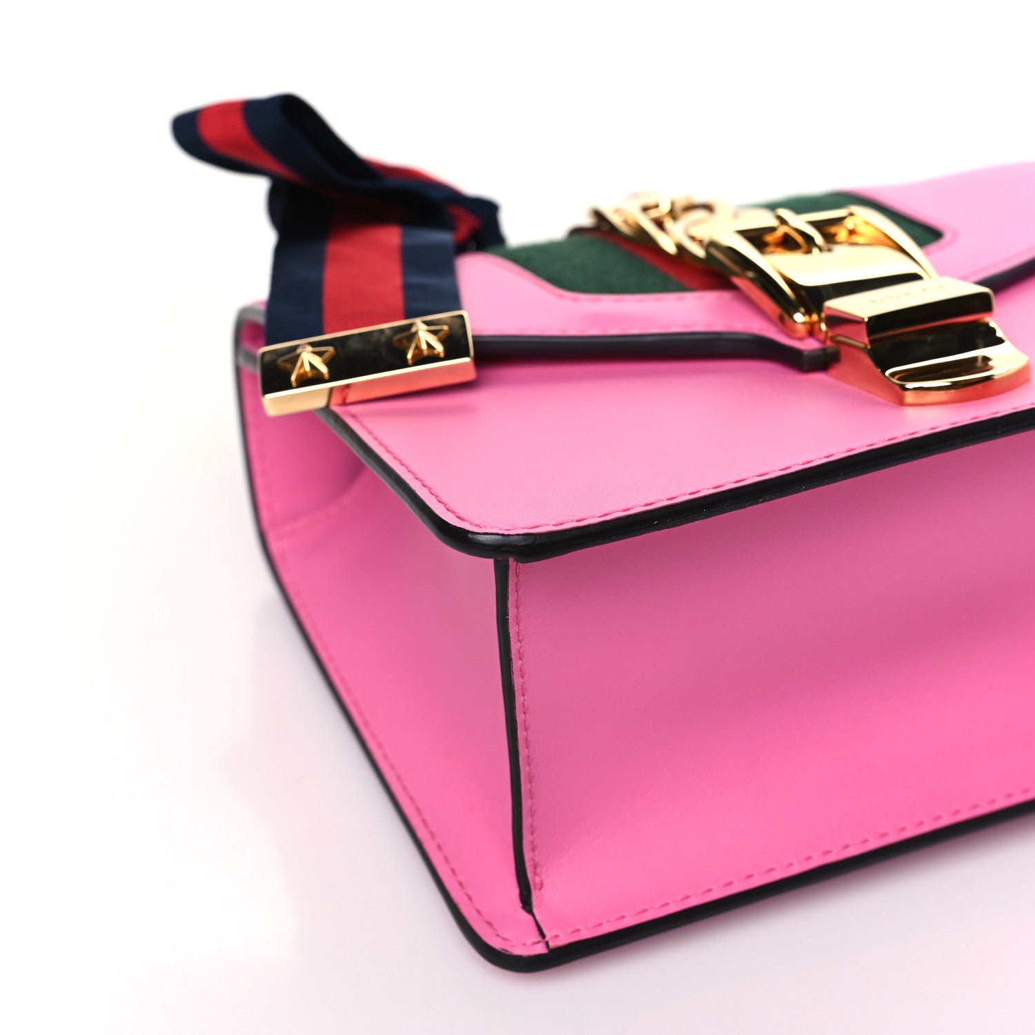 Gucci Vitello Fontanella Web Mini Sylvie Chain Shoulder Bag Pink Tropical Flower 8 of 9