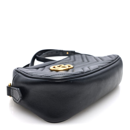 Gucci Calfskin Matelasse Small GG Marmont Chain Shoulder Bag Black 4 of 10
