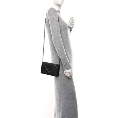 Christian Dior Metallic Patent Micro-Cannage Diorama Wallet on Chain Pouch Onyx Black 2 of 9