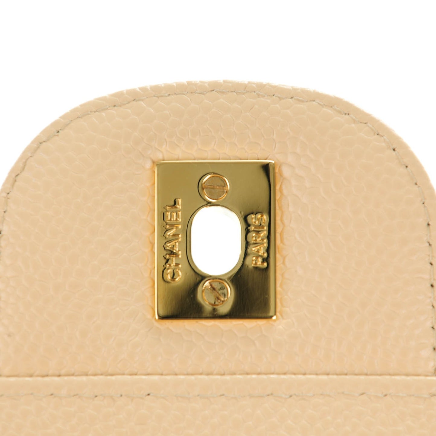 Caviar Quilted Jumbo Double Flap Beige Clair