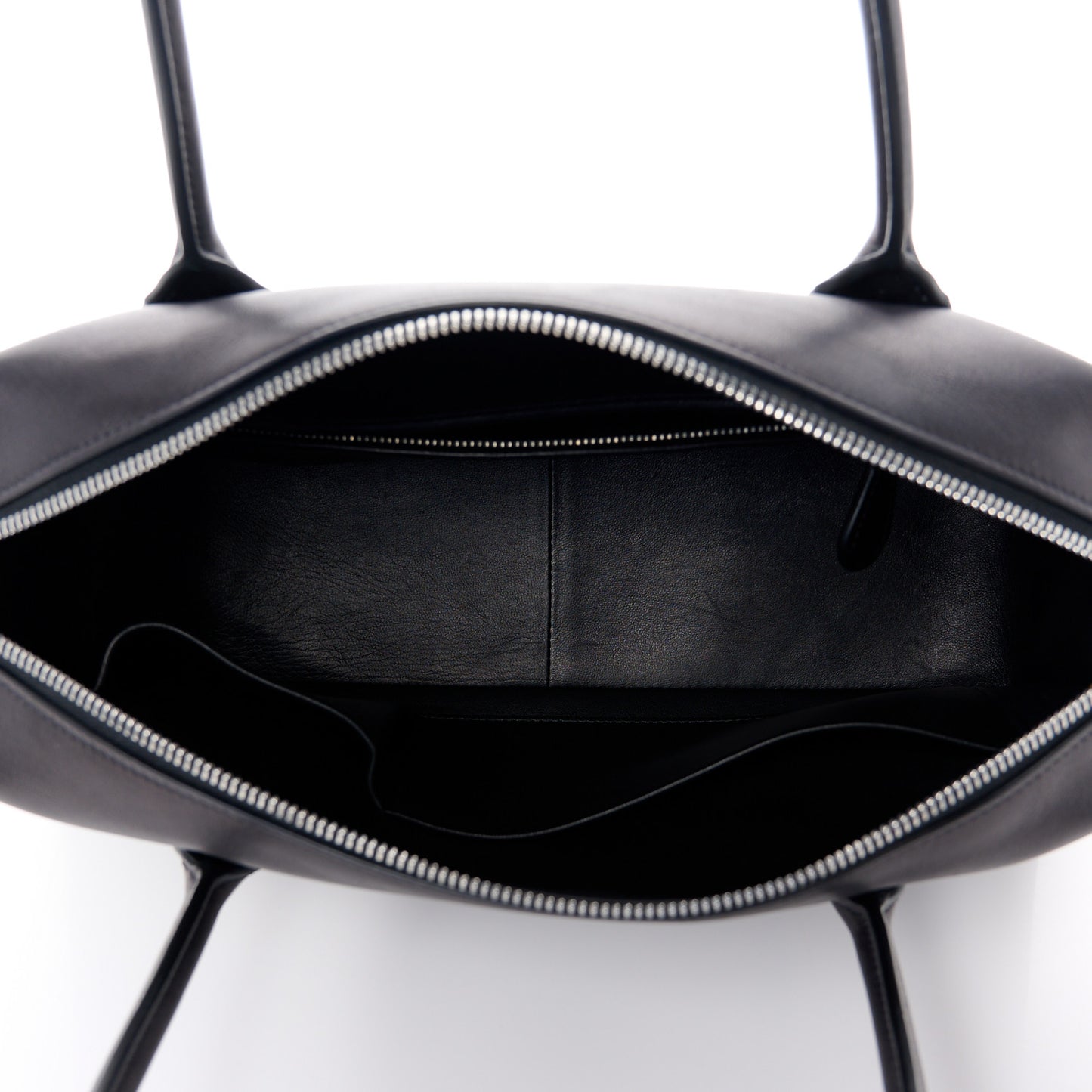 Polished Saddle Calfskin E/W Top Handle Bag Black