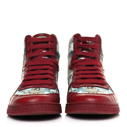 Gucci GG Supreme Monogram Blooms Womens High Top Sneakers 36 Beige Blue Navy Red 2 of 8