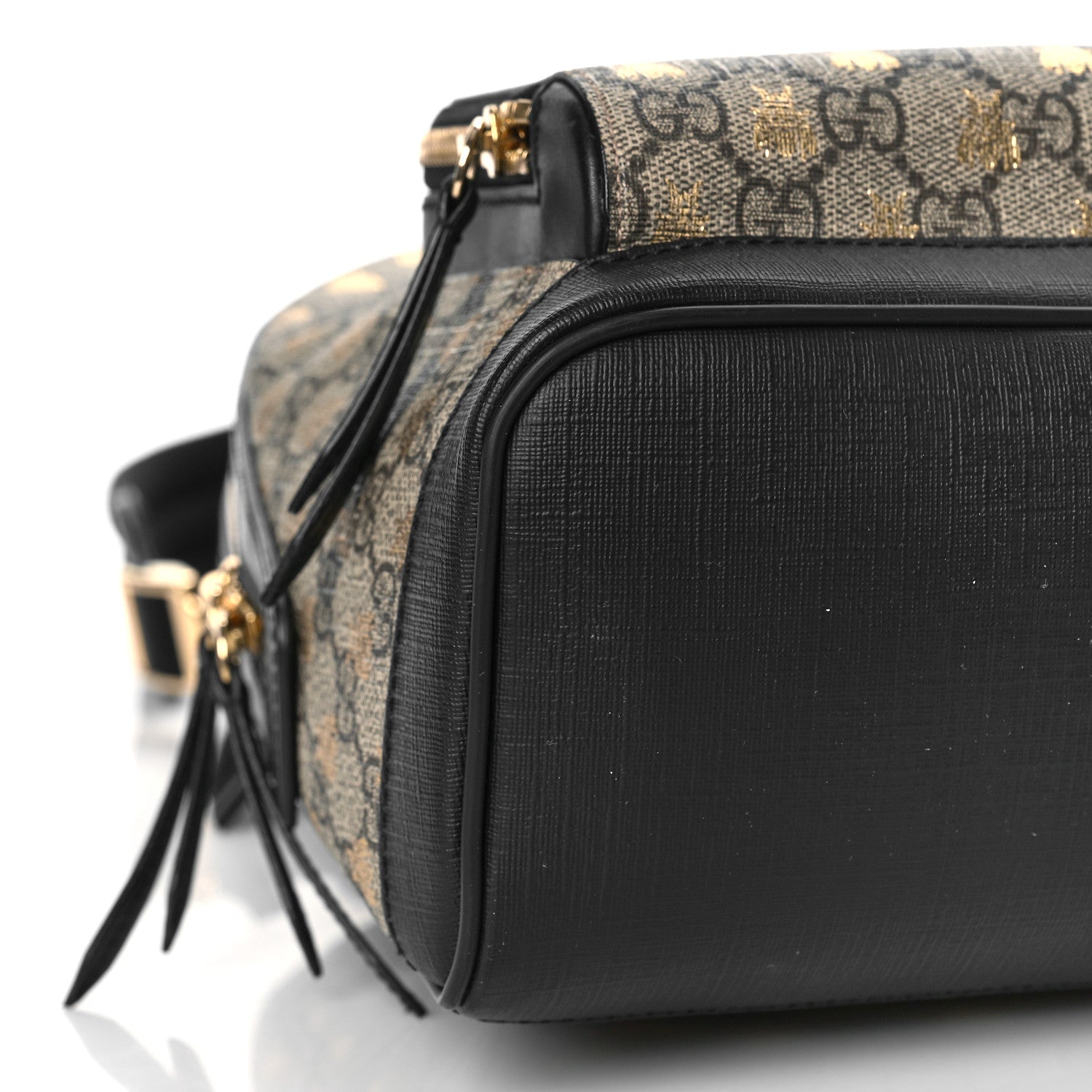 Gucci GG Supreme Monogram Bees Print Small Day Backpack Beige Oro Black 7 of 8