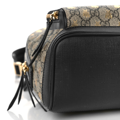 Gucci GG Supreme Monogram Bees Print Small Day Backpack Beige Oro Black 7 of 8