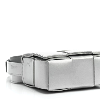 Bottega Veneta Metallic Patent Calfskin Maxi Intrecciato Extra Mini Cassette Crossbody Bag Silver 5 of 8