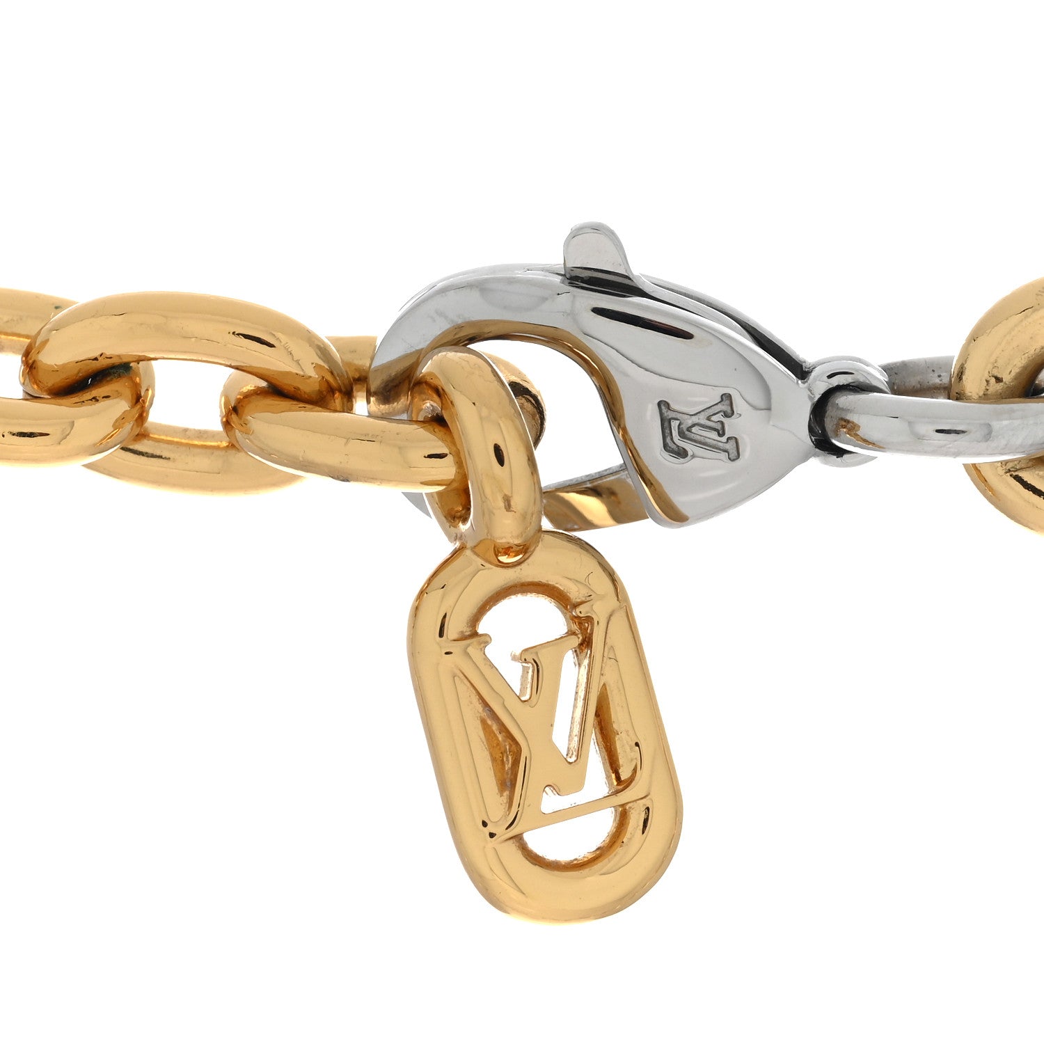 Louis Vuitton LOUIS VUITTON Metal Everyday LV Chain Necklace Gold Silver 4 of 4