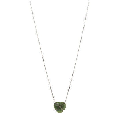 Tiffany 18K Yellow Gold Green Jade Heart Pendant Necklace 1 of 7
