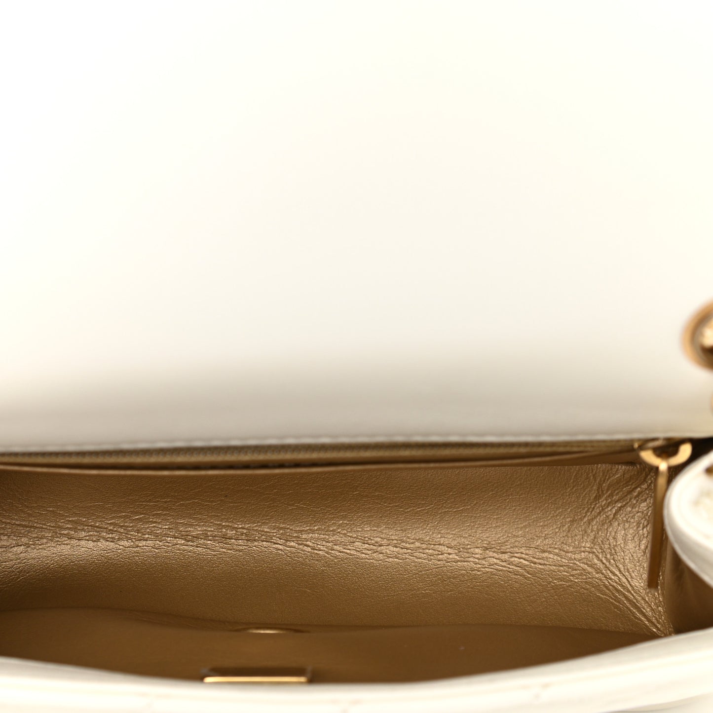 Lambskin Quilted Mini Rectangular Pearl Crush Flap White