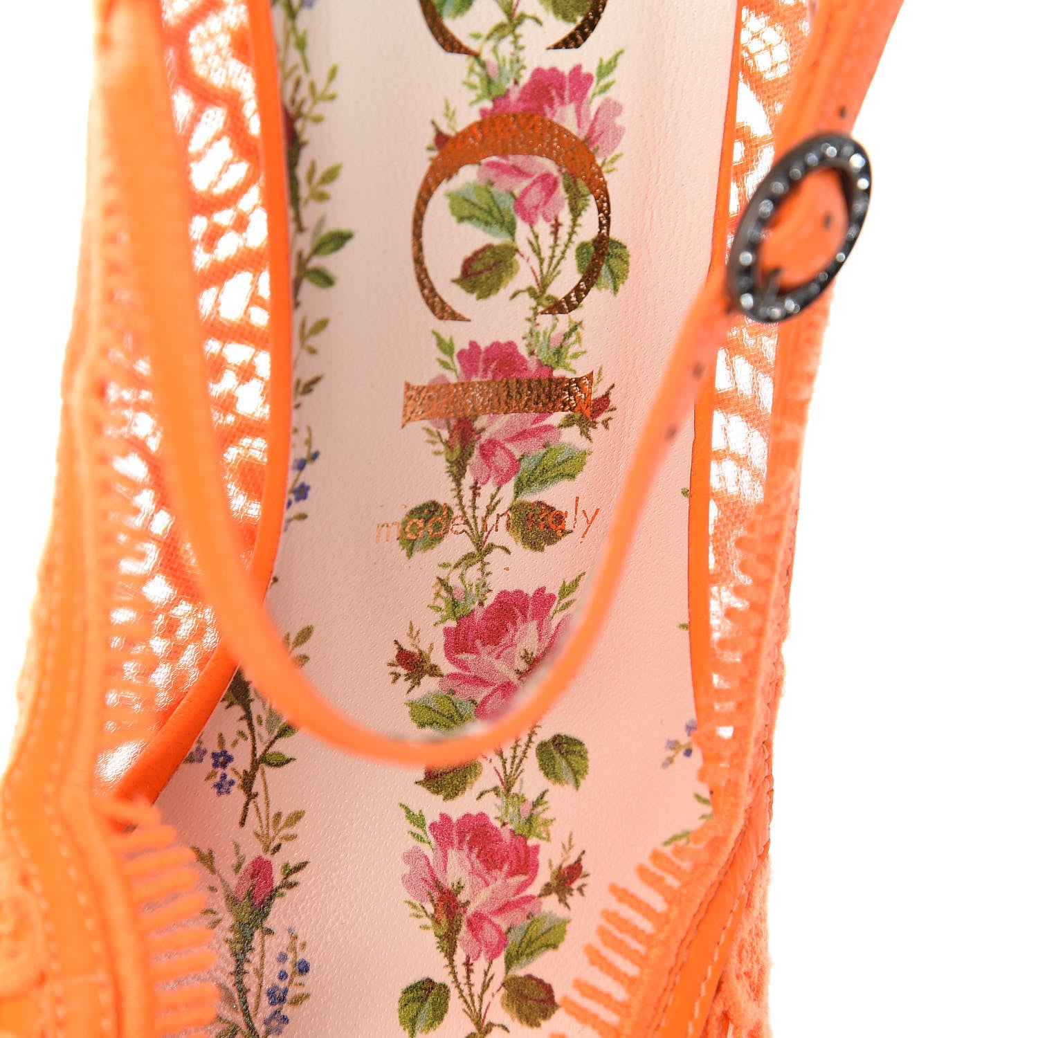 Gucci Lace Pizzo Venice Pumps 40.5 Orange Fluo 8 of 9