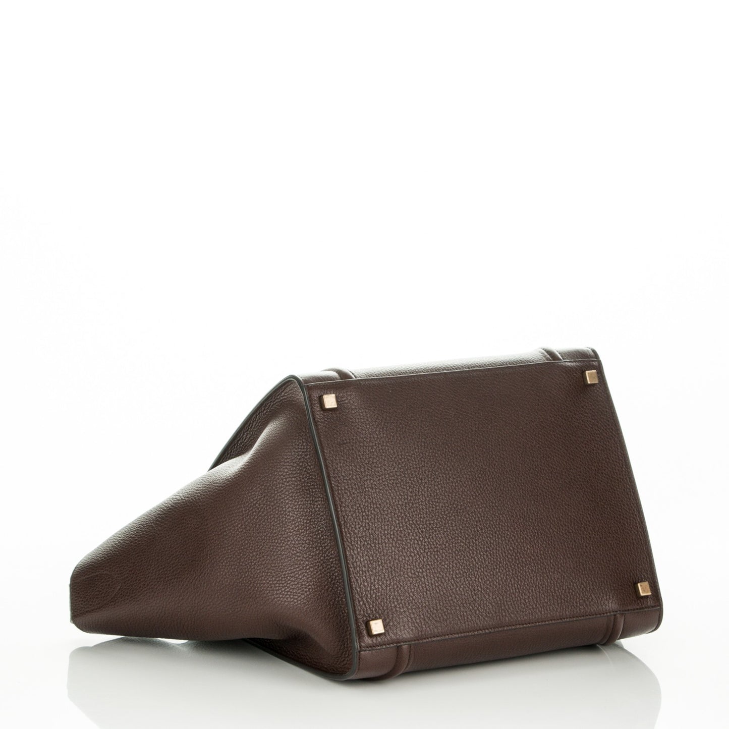 Shiny Grained Calfskin Medium Phantom Luggage Brown