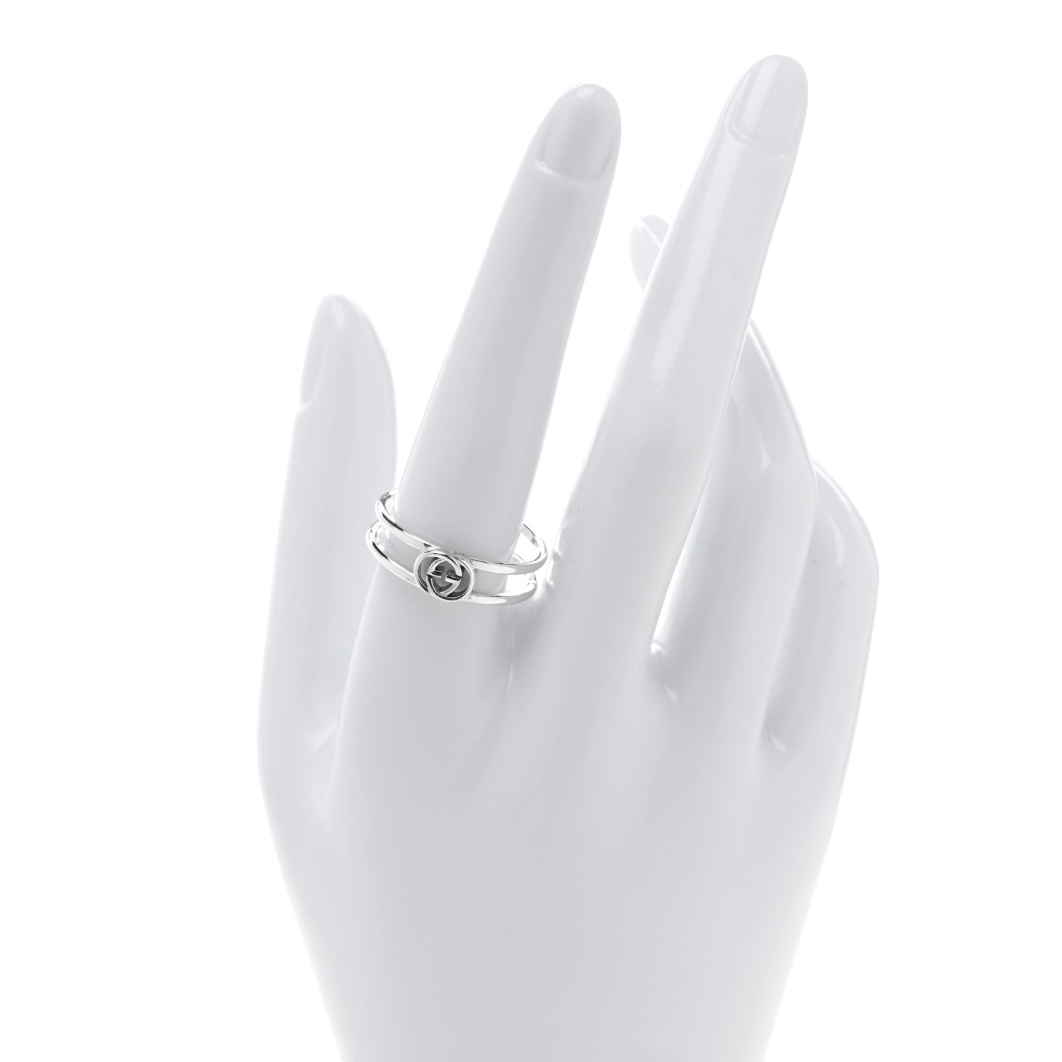 Gucci Sterling Silver 6mm Interlocking G Open Band Ring 61 9.5 2 of 4