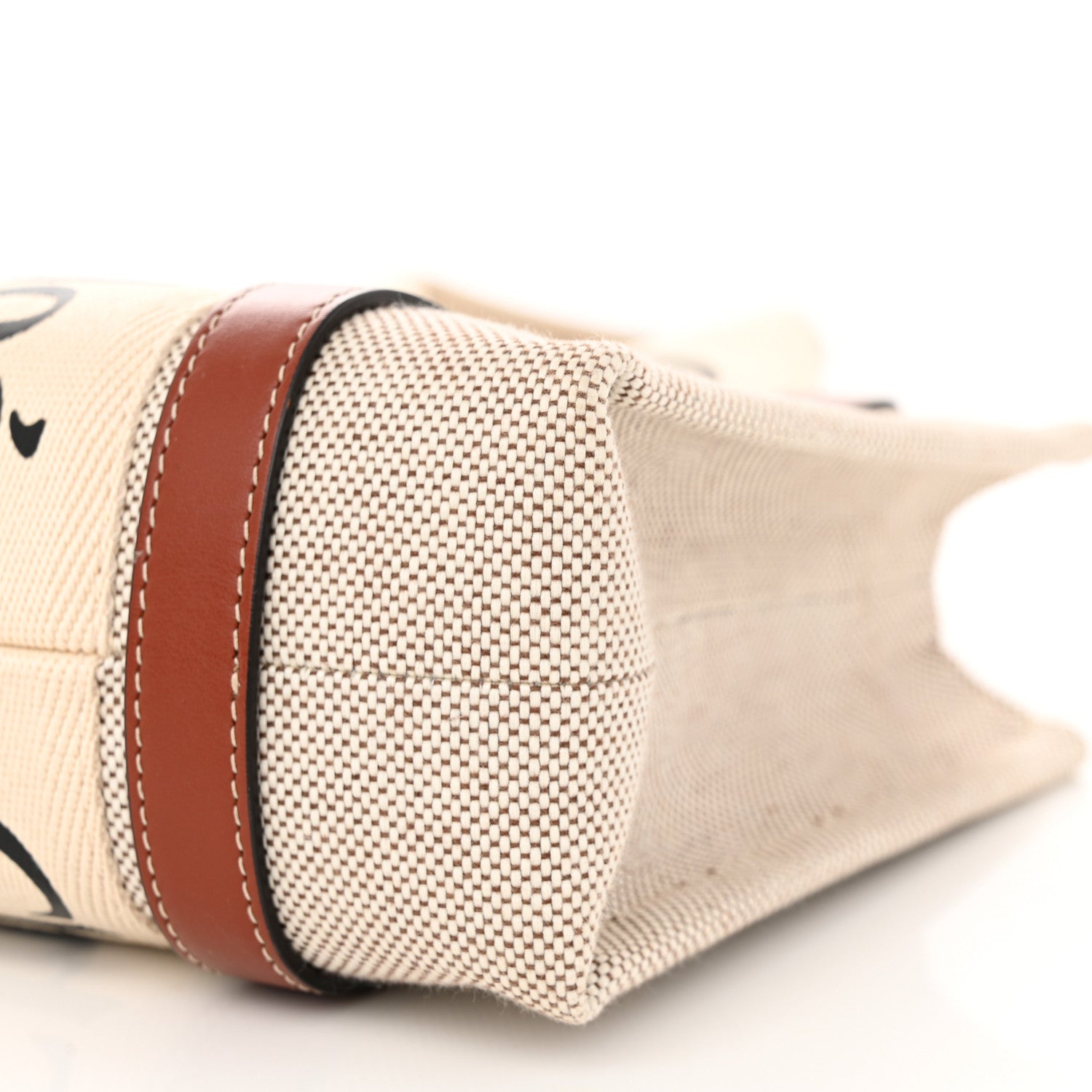 Chloe Cotton Calfskin Small Woody Ribbon Tote With Strap White Brown 10 of 10