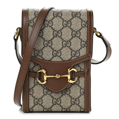 Gucci GG Supreme Monogram Mini Horsebit 1955 Crossbody Bag Beige Brown Sugar 1 of 12