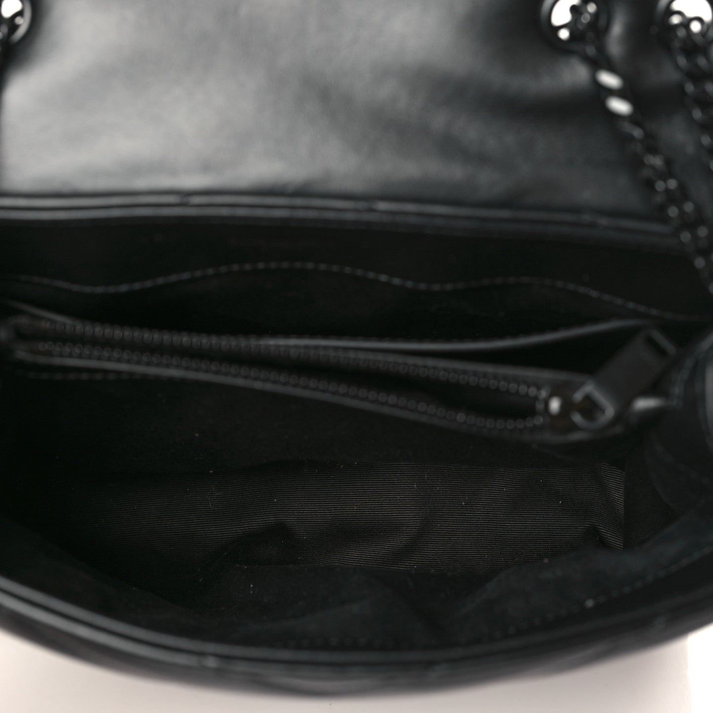 Calfskin Y Quilted Monogram Monochrome Small Loulou Chain Satchel Black