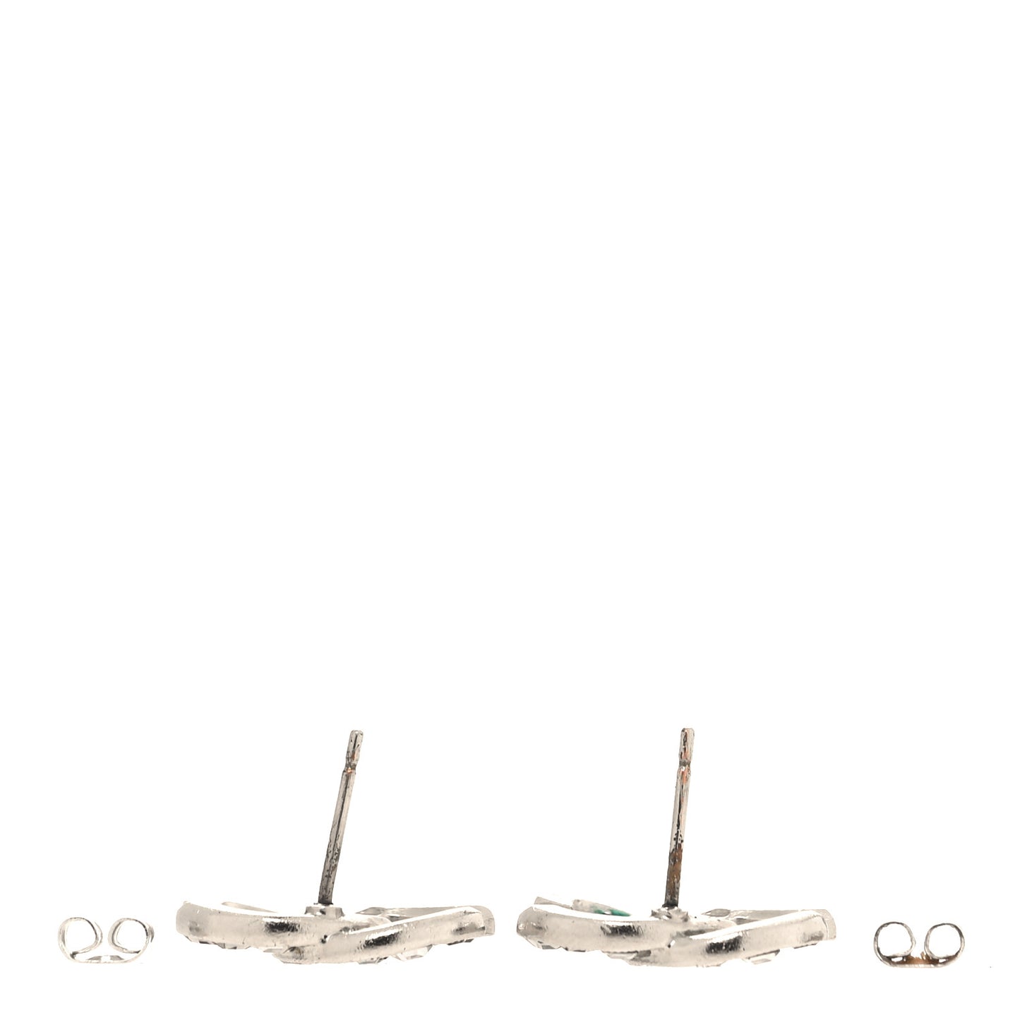 Baguette Crystal CC Earrings Silver