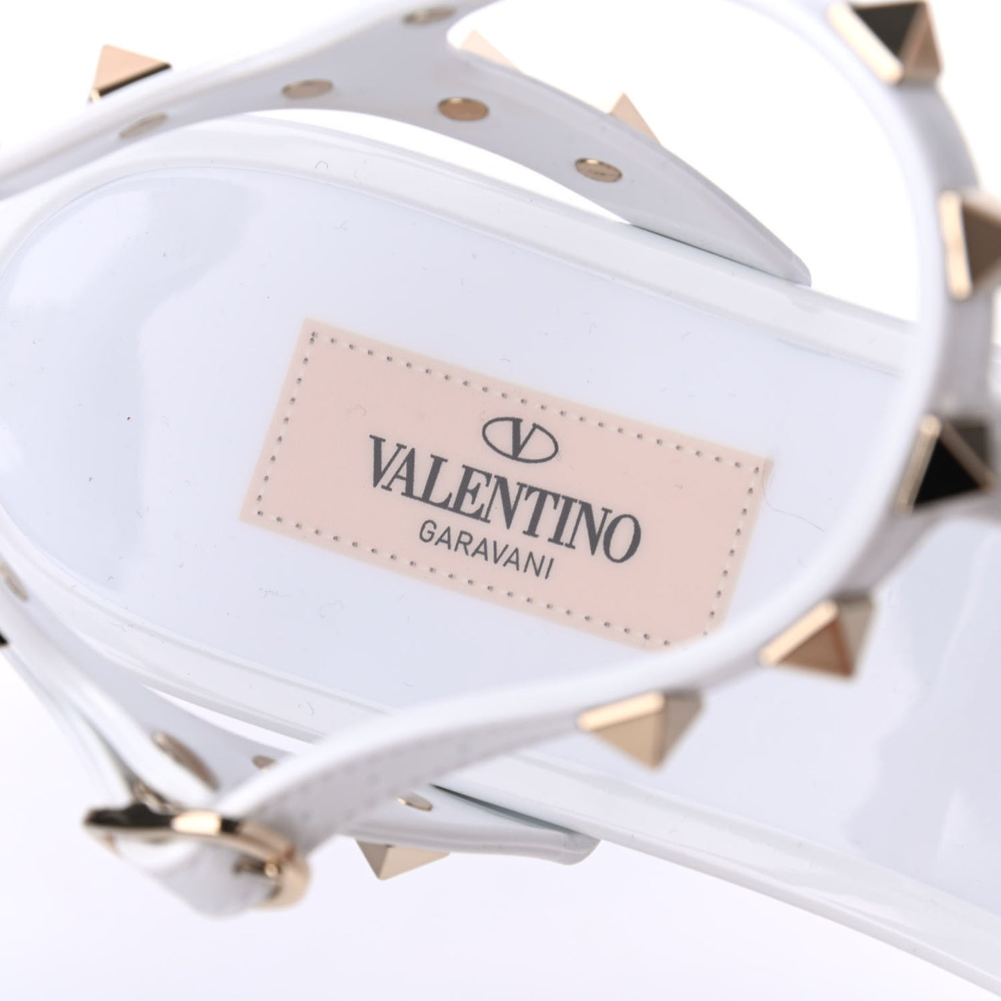PVC Jelly Rockstud Caged Sandals 38 Optic White