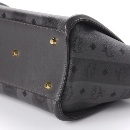 MCM Striped Visetos Satchel Phantom Grey 7 of 9