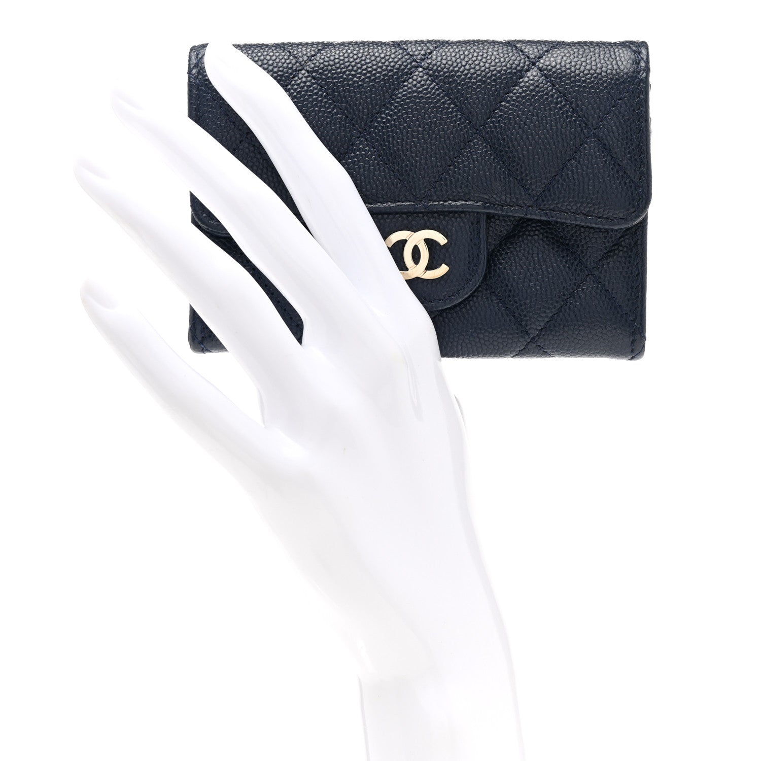 Chanel Caviar Quilted Flap Card Holder Wallet Navy 2 of 9