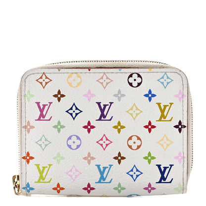 Louis Vuitton Monogram Multicolor Zippy Coin Purse Wallet White Litchi 1 of 6