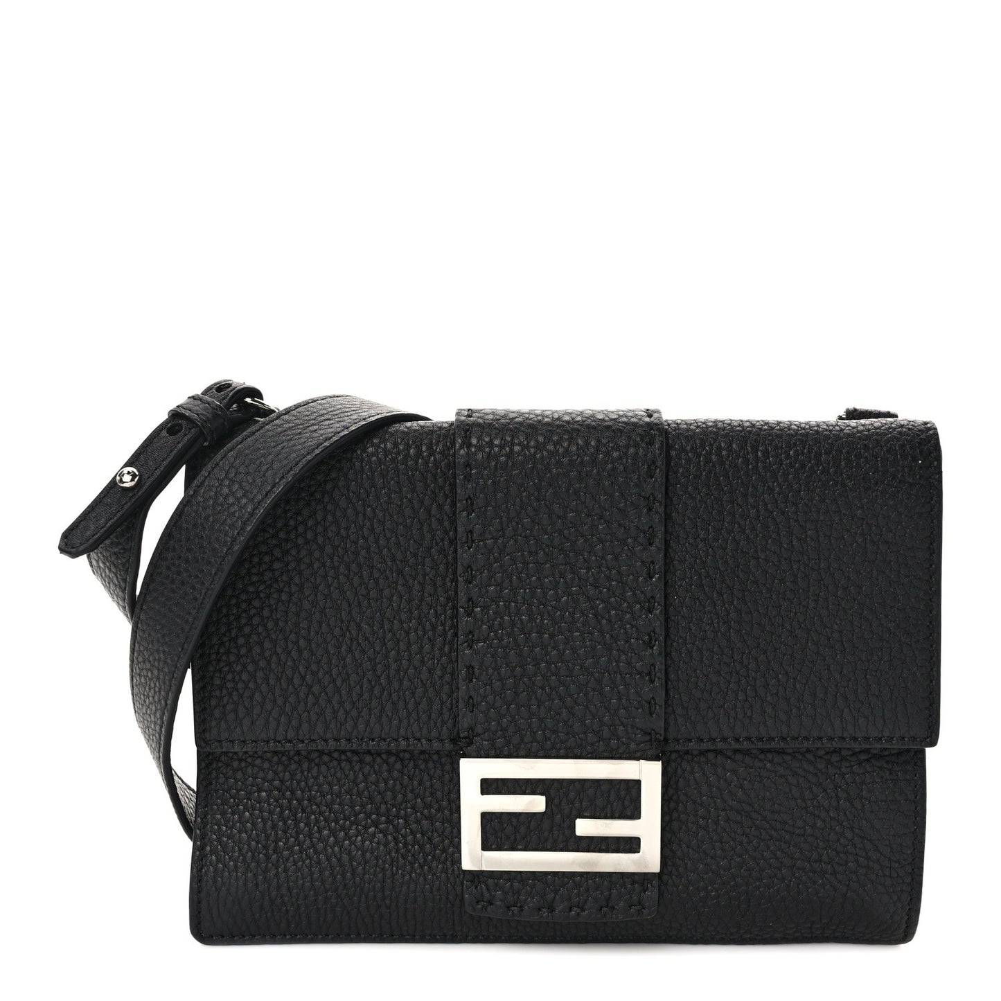 Cuoio Romano Selleria Medium Flat Baguette Black