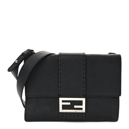 Fendi Cuoio Romano Selleria Medium Flat Baguette Black 1 of 9