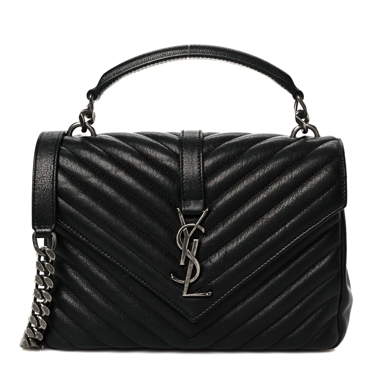 Saint Laurent Sheepskin Matelasse Chevron Monogram Medium College Bag 1 of 11