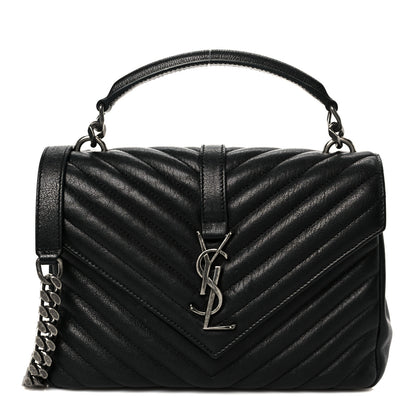 Saint Laurent Sheepskin Matelasse Chevron Monogram Medium College Bag 1 of 11