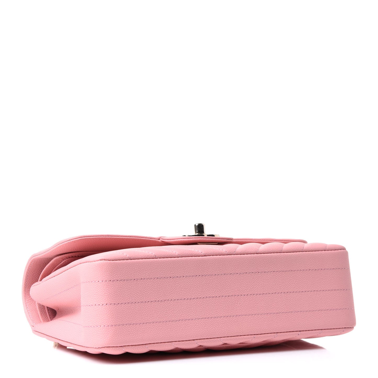 Caviar Chevron Quilted Small Double Flap Pink