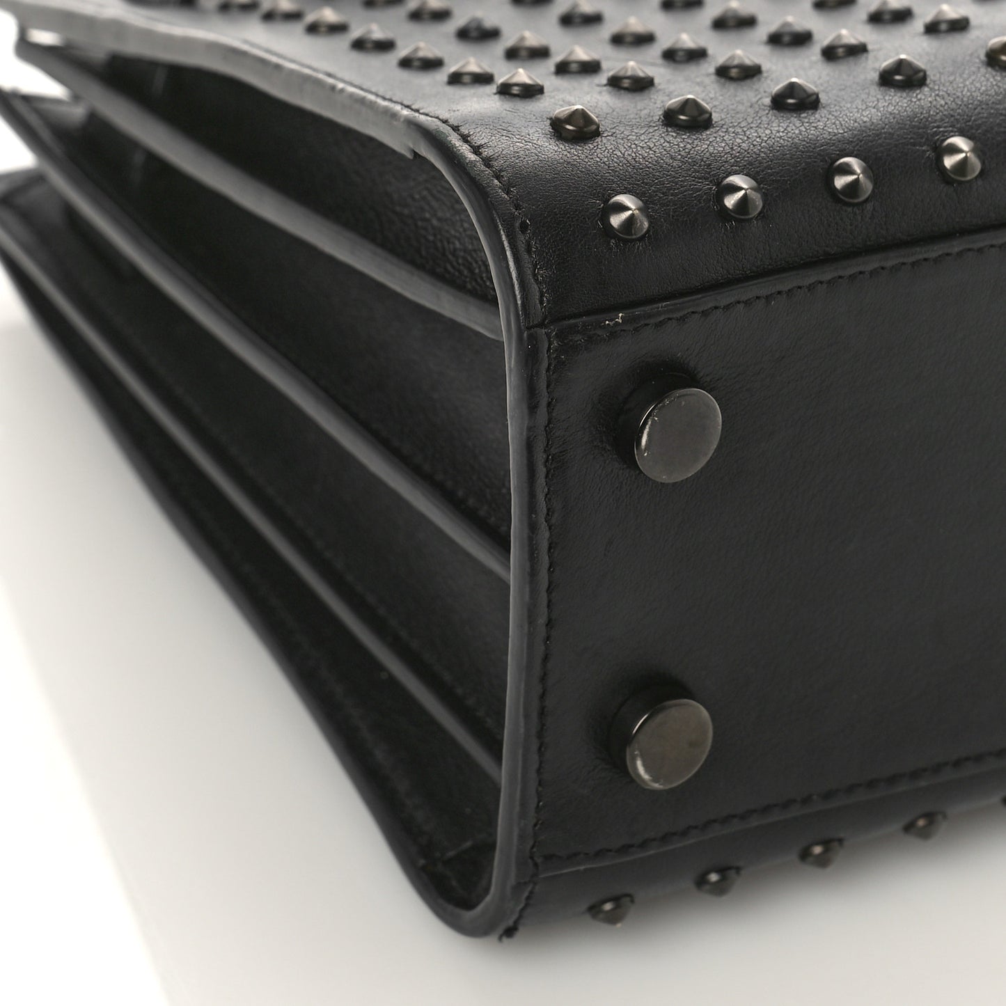 Calfskin Studded Nano Sac De Jour Black
