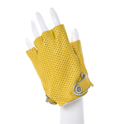 Chanel Lambskin Perforated Fingerless Gloves 8 Yellow 2 of 4