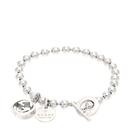 Gucci Sterling Silver Boule Bead Charm Toggle Bracelet 1 of 5