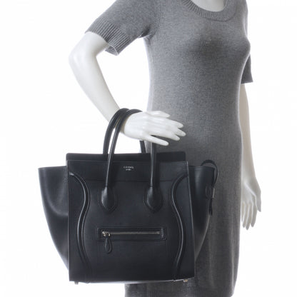 Celine Drummed Calfskin Mini Luggage Black 2 of 9