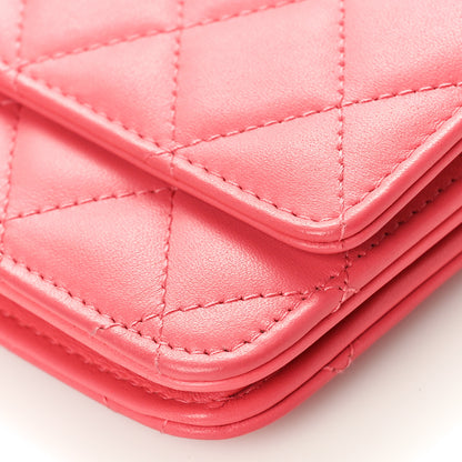 Chanel Lambskin Quilted Trendy CC Wallet On Chain WOC Pink 10 of 10
