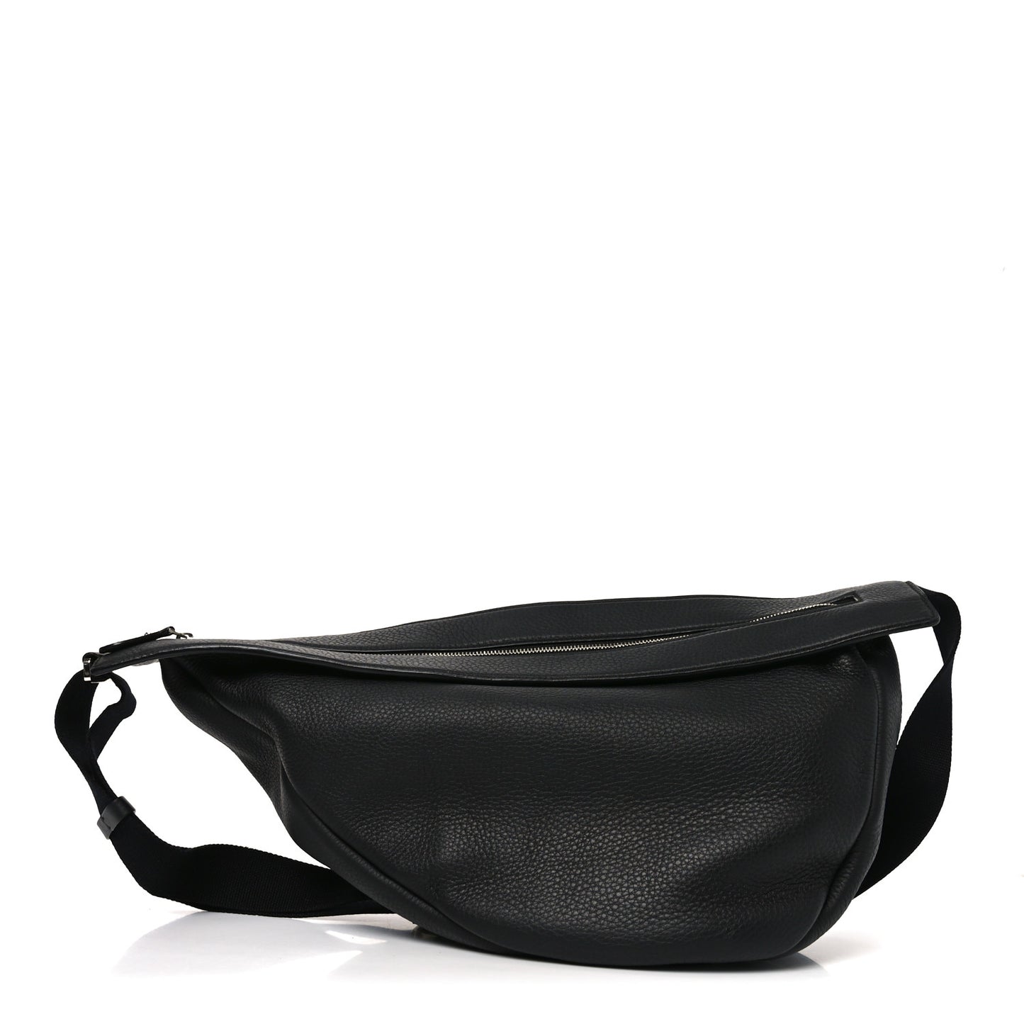 Grained Calfskin Large Slouchy Banana Bag Black