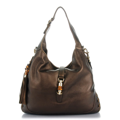 Gucci Metallic Pebbled Calfskin Large New Jackie Shoulder Bag Bronze 1 of 7
