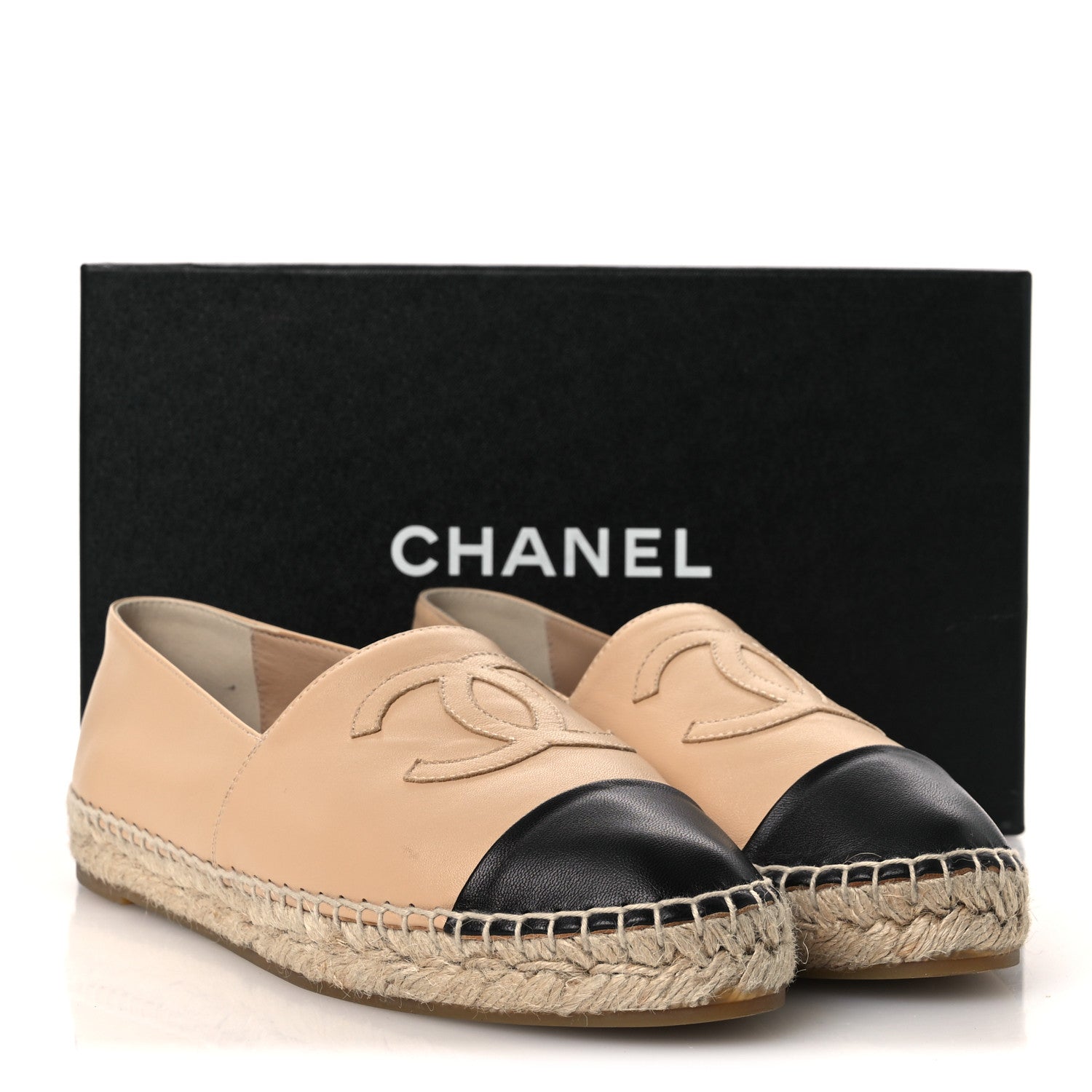 Chanel Lambskin CC Espadrilles 40 Beige Black 13 of 13