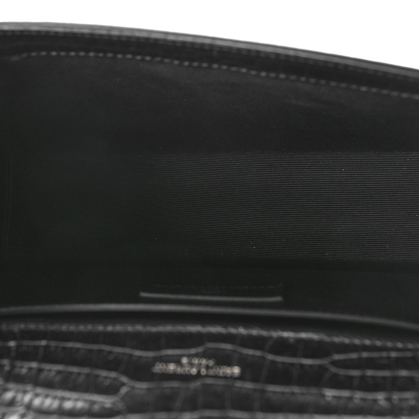 Calfskin Crocodile Embossed Medium Monogram Envelope Chain Shoulder Bag Black