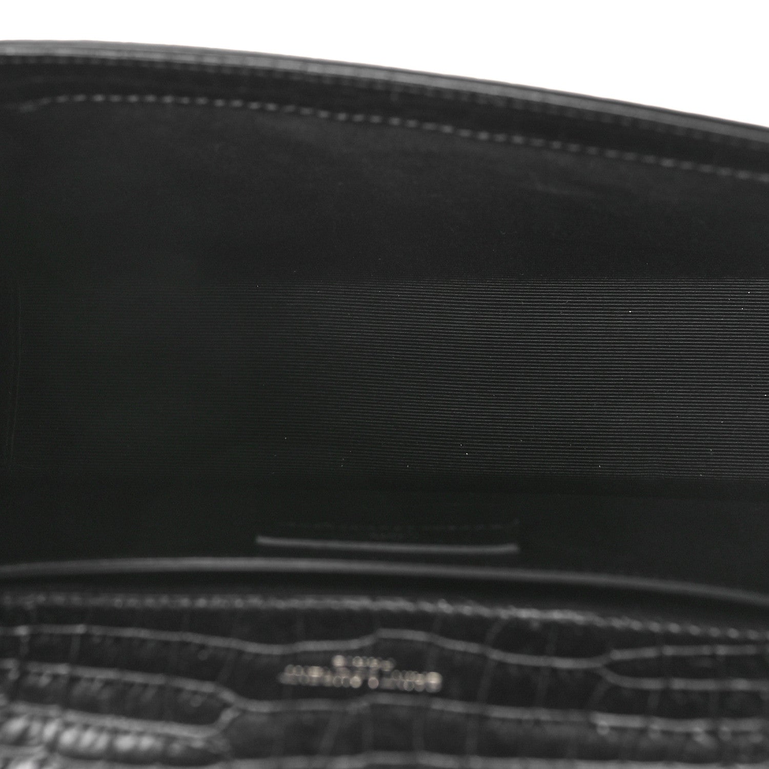Saint Laurent Calfskin Crocodile Embossed Medium Monogram Envelope Chain Shoulder Bag Black 5 of 9