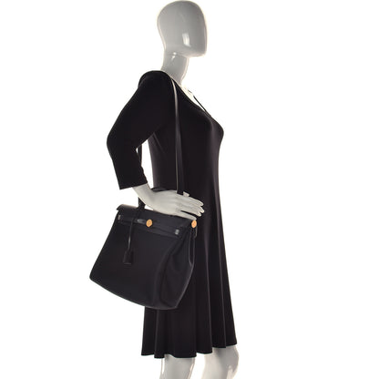 Hermes Military Toile Vache Hunter Herbag Zip PM 31 Black 3 of 17